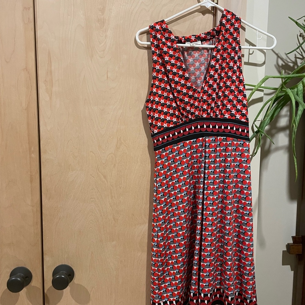 Max Studio Red and Black Patterned Midi Dress